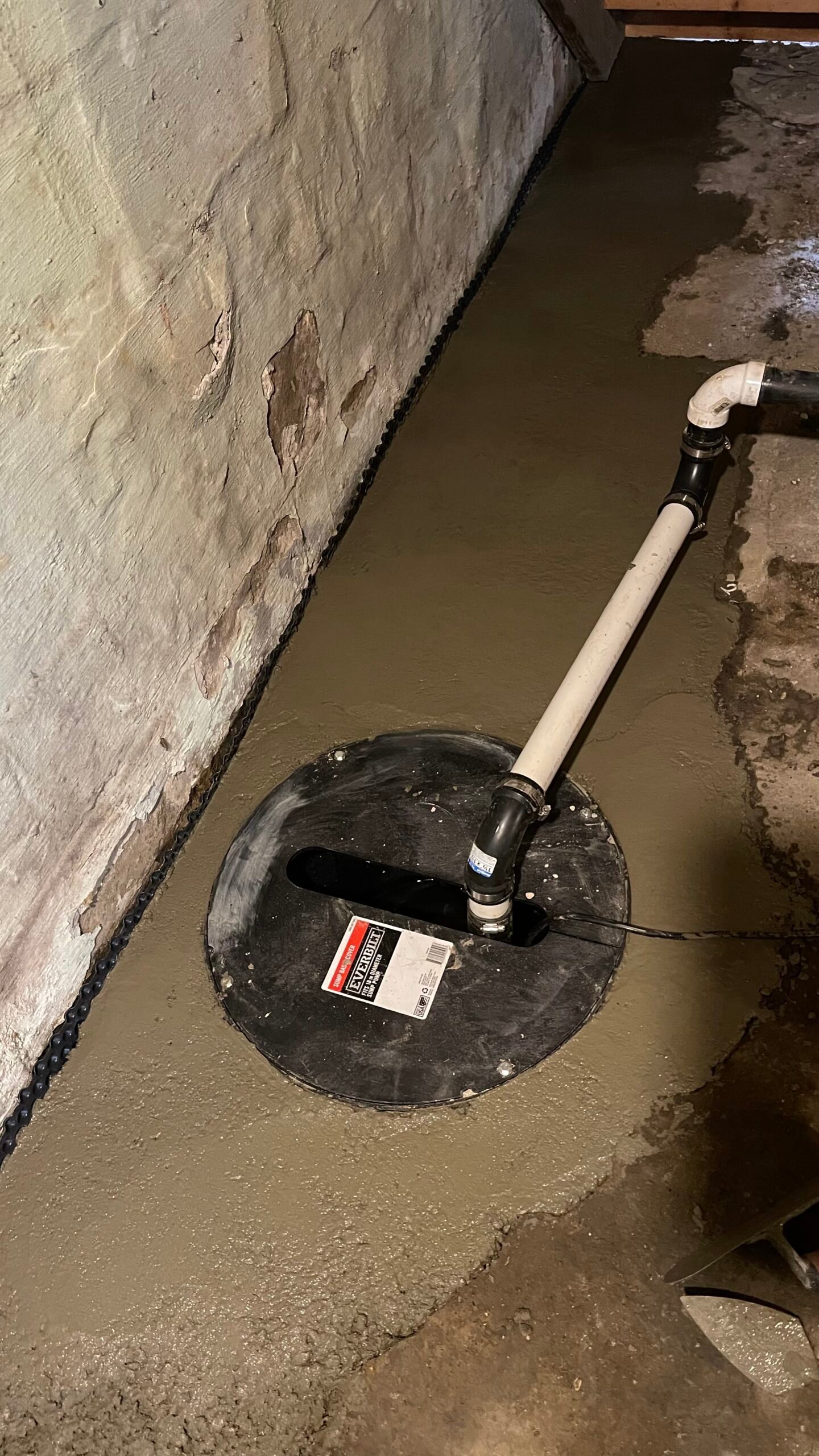 High-quality sump pump installed