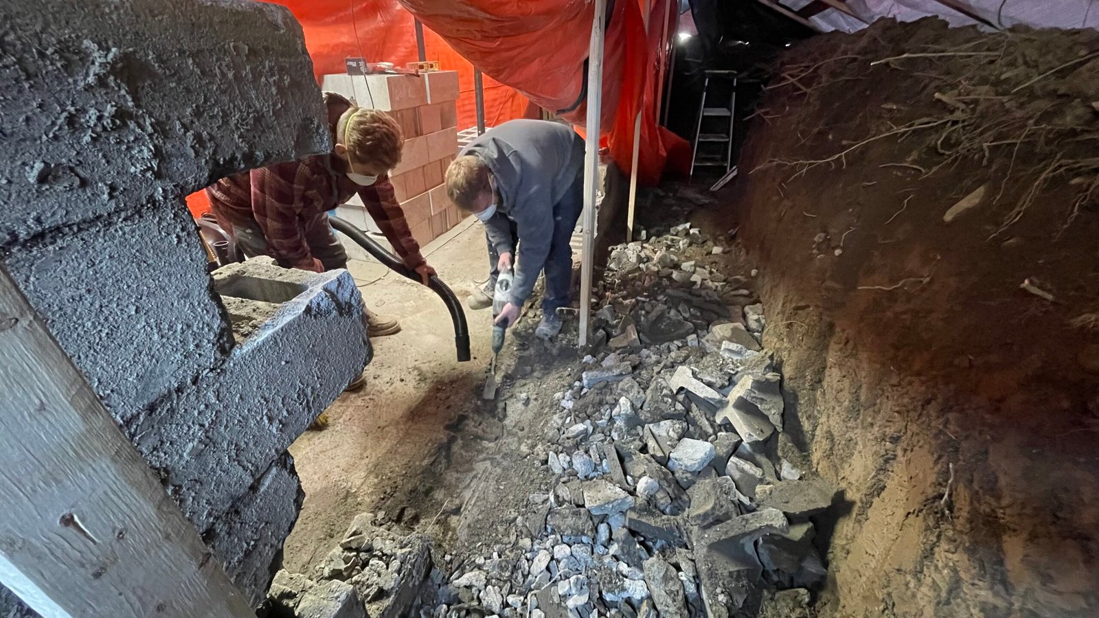 Foundation repairs being done by professionals with years of experience