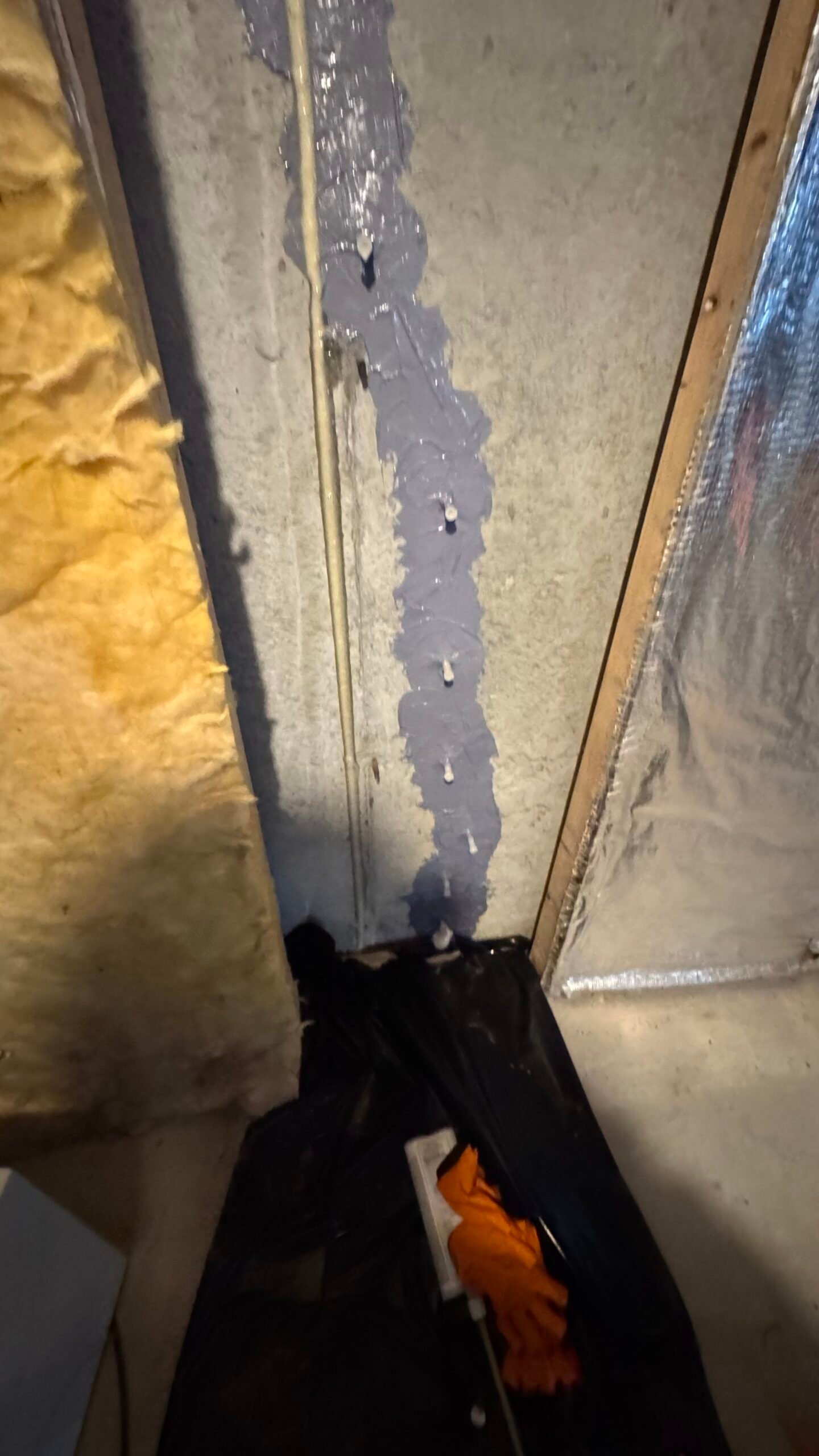 Foundation crack after being repaired by professionals