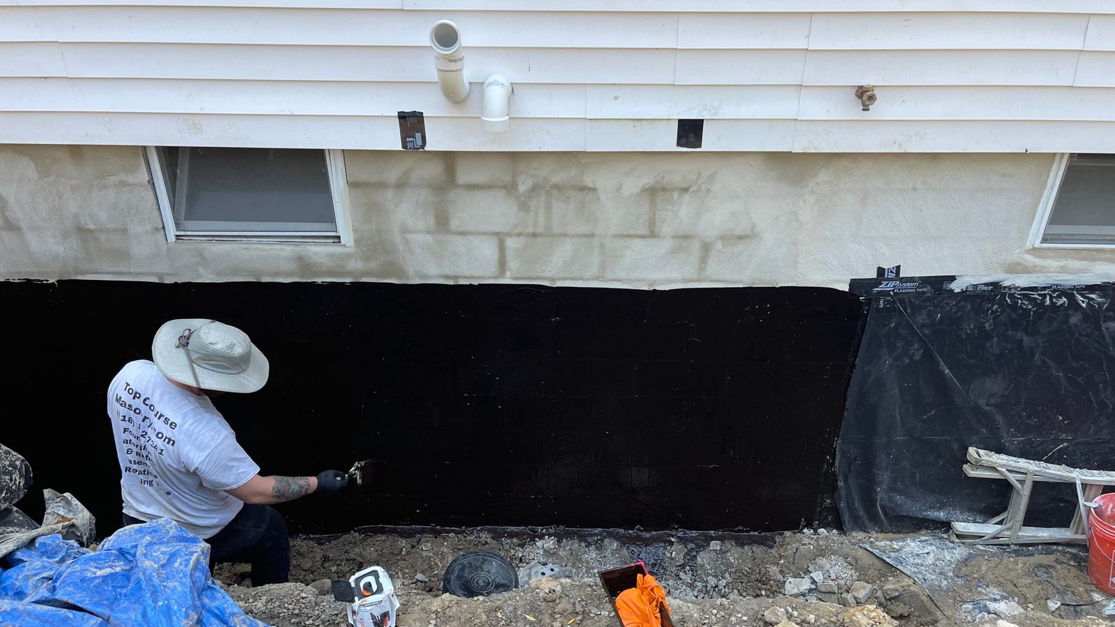Basement waterprofing being done by experts with many years of experience